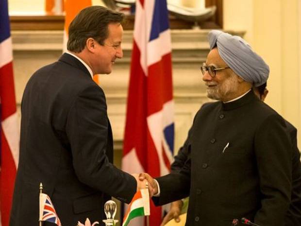 David Cameron meeting the Indian PM on his " successful" business trip
