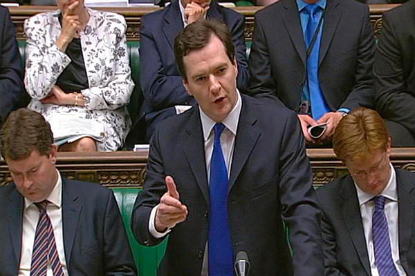 George Osborne at the Despatch Box in Parliament pic credit: video snatch from www.csmonitor
